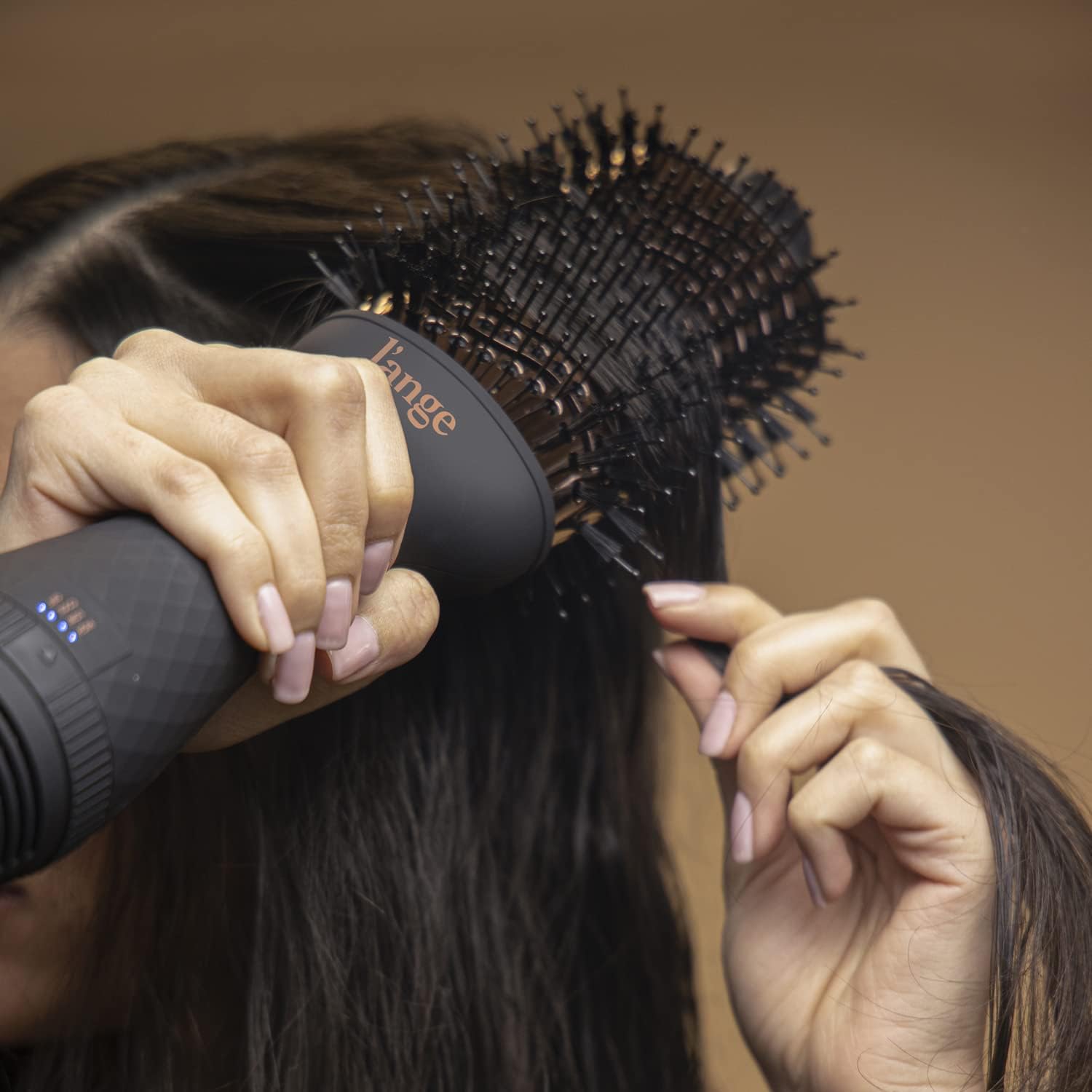 L'ANGE HAIR Le Volume 2-in-1 Titanium Blow Dryer Brush | Hot Air Brush in One with Oval Barrel | Hair Styler for Smooth, Frizz-Free Results for All Hair Types (Blush - 60 mm)