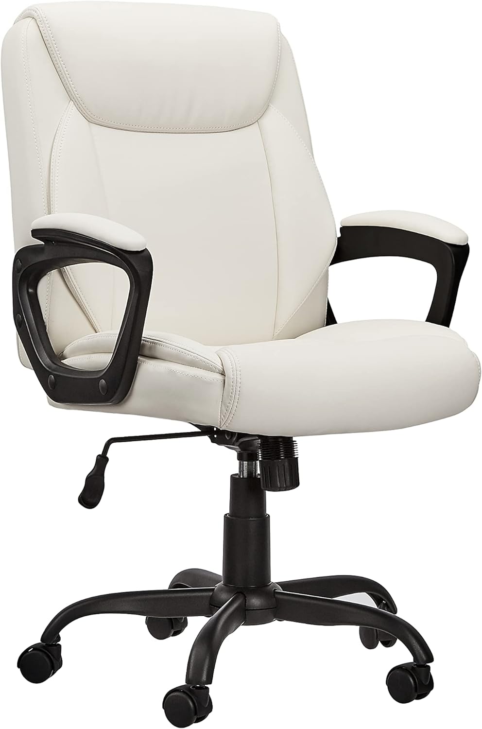 Amazon Basics Office Black Chair | PU Padded | Mid-Back | Armrest | 26"D x 23.75"W x 42"H