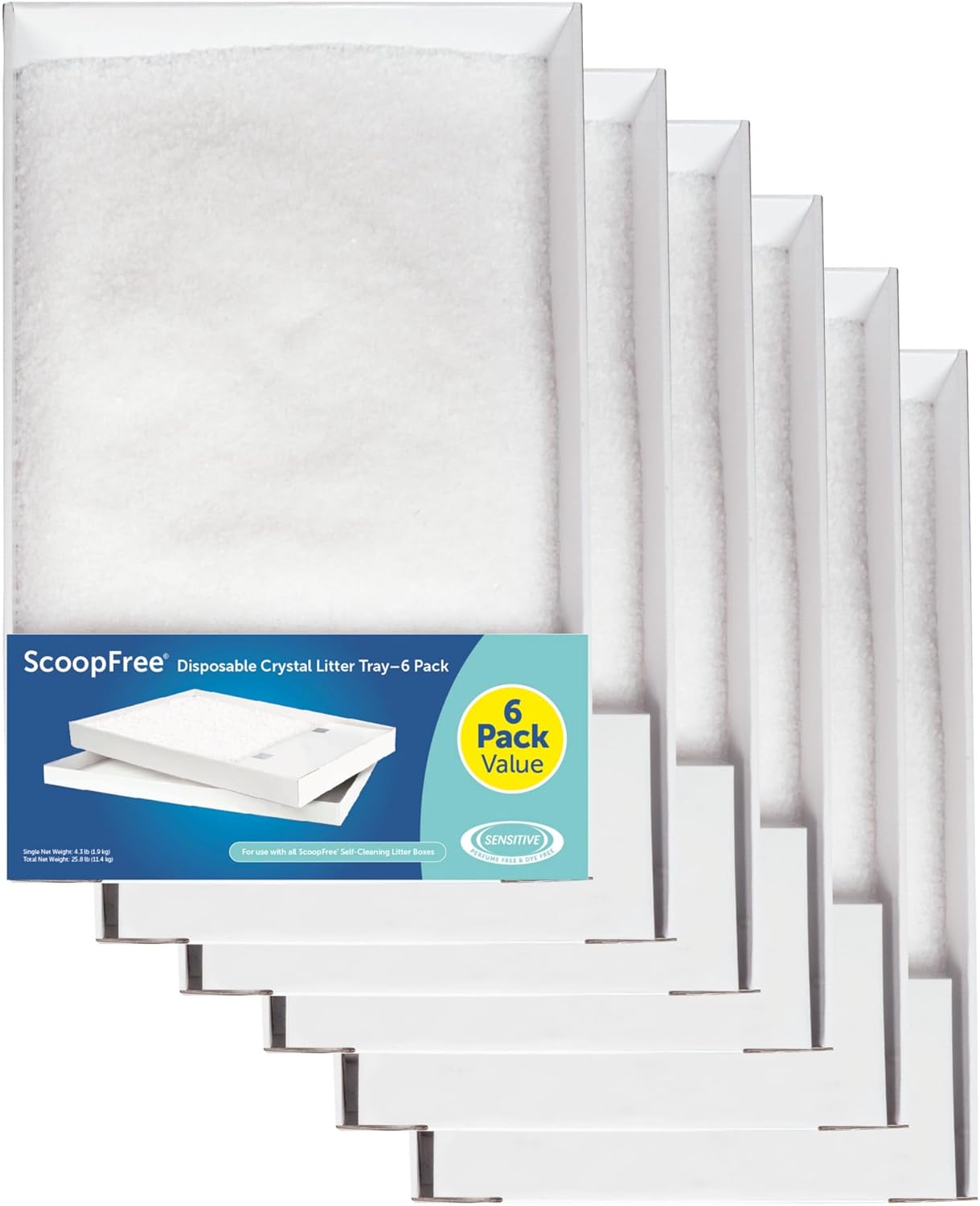 PetSafe ScoopFree Crystal Cat Litter Tray Refills – Fresh Scent, 3-Pack – Disposable Tray – Includes Leak Protection & Low Tracking Litter – Absorbs Odors On Contact