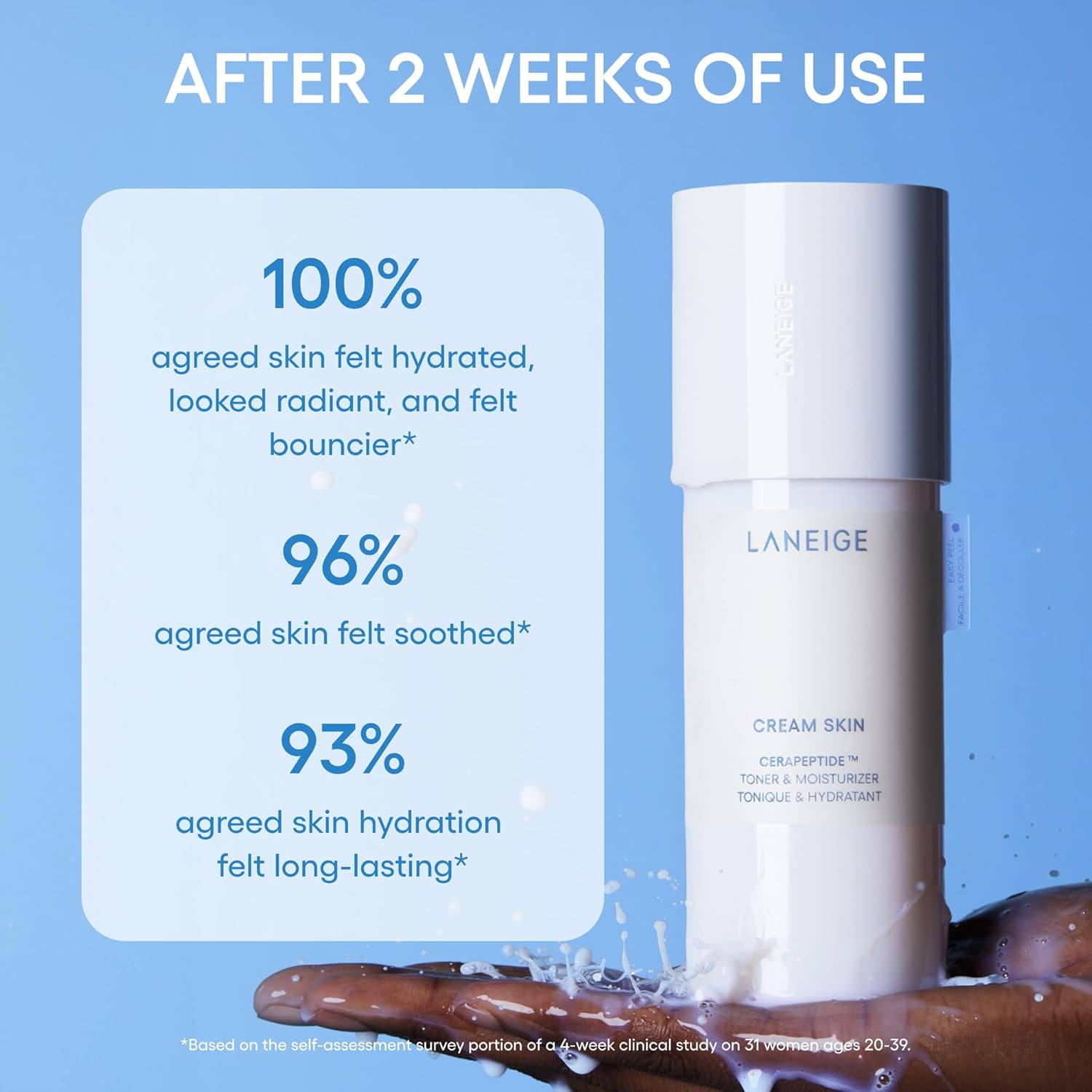 LANEIGE Cream Skin Refillable Toner & Moisturizer with Ceramides and Peptides: Korean Milky Toner, Amino Acid, Nourish, Hydrate, Barrier-Boosting, Visibly Firm