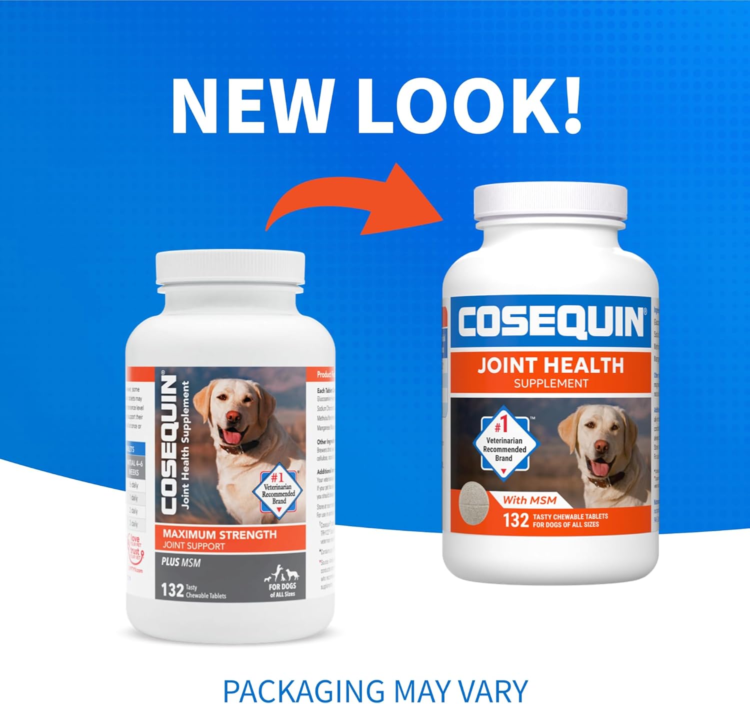 Nutramax Laboratories Cosequin Maximum Strength Joint Health Supplement for Dogs - With Glucosamine, Chondroitin, and MSM, 132 Chewable Tablets