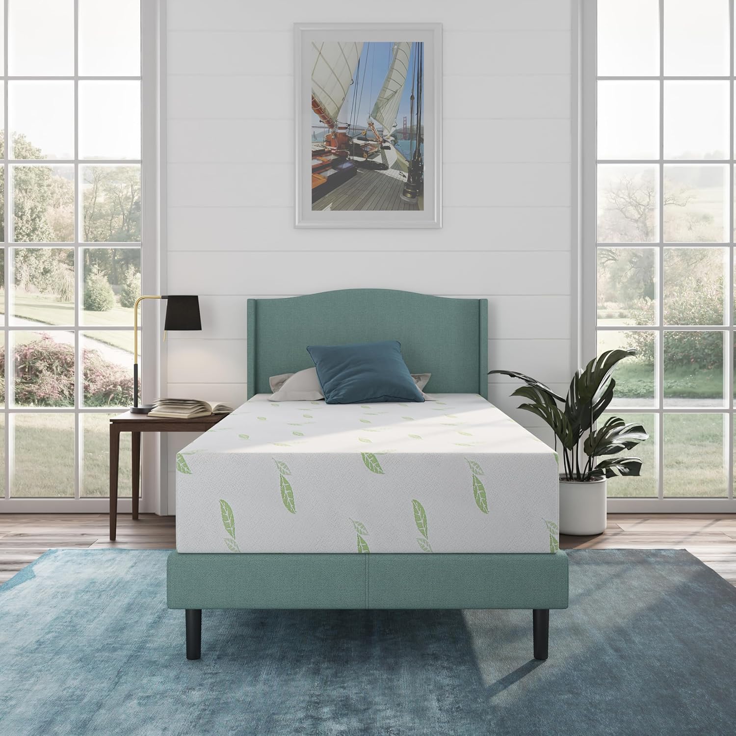 NapQueen Twin Size Mattress, 6 Inch Anula Green Tea Infused Memory Foam Mattress, Twin Size Mattress Bed in a Box, CertiPUR-US Certified Mattress